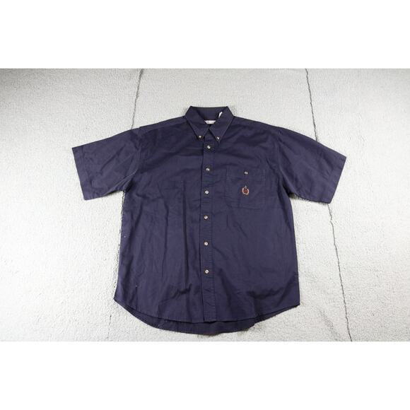 New Bugle Boy Mens Button Down Shirt Blue Large Short Sleeve Vintage Y2K - Picture 1 of 6